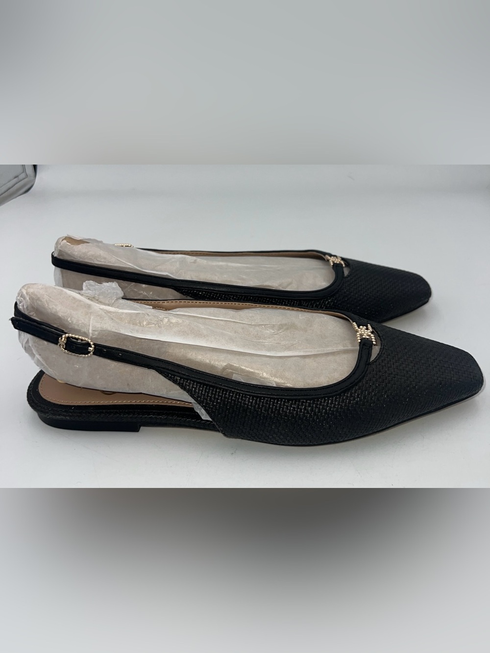 Sam Edelman Women’s Cleo Slingback Flats Woven Texture Black Size 8 NEW - Picture 2 of 11